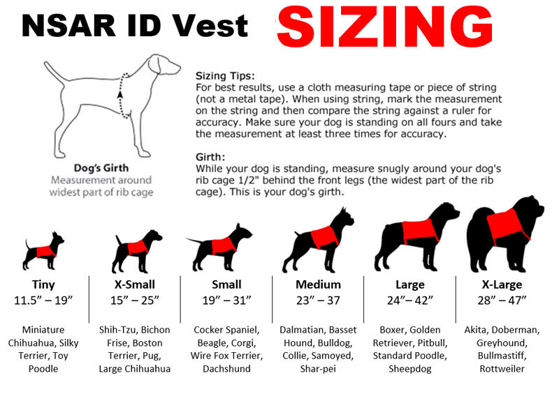 NSAR ID Vest Sizing Information